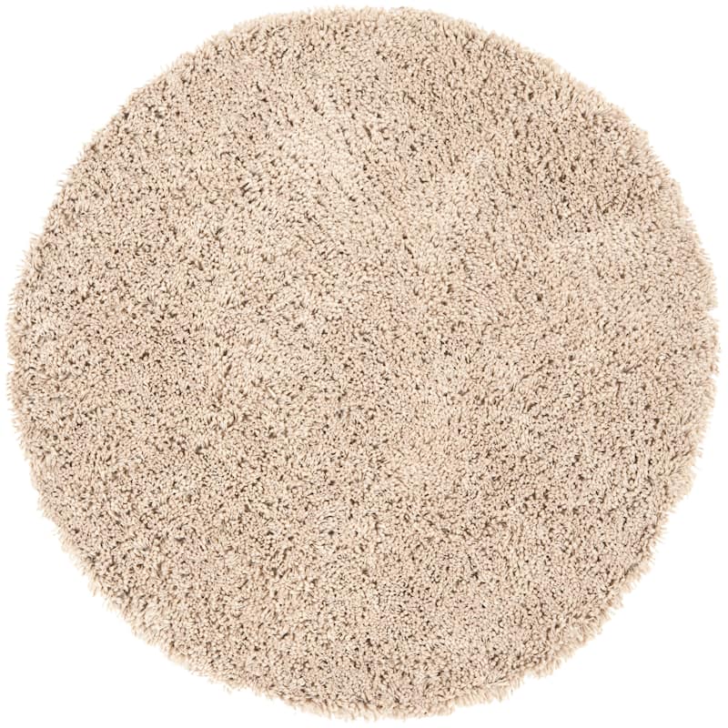 SAFAVIEH Handmade Classic Shag Nakhshun Rug - 4' x 4' Round - Putty