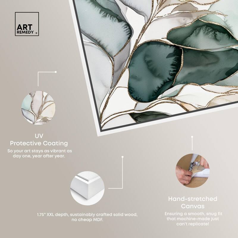 Pastel Leaves with Gold I Canvas by Art Remedy