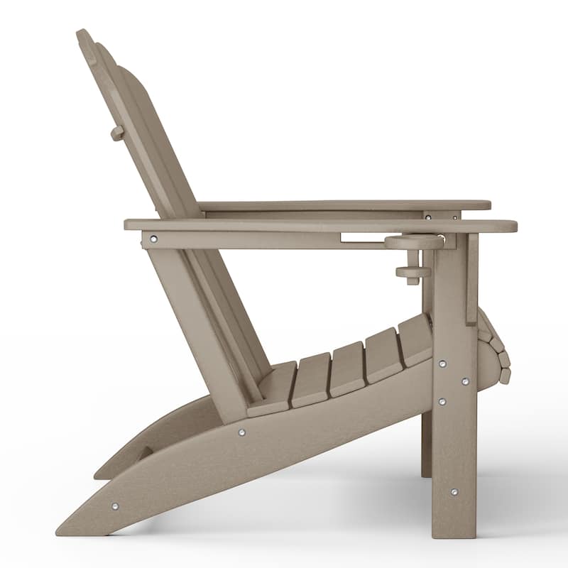 Aderson Outdoor Patio Adirondack Chair with Side Table and Coffee Table 4-Piece Conversation Set