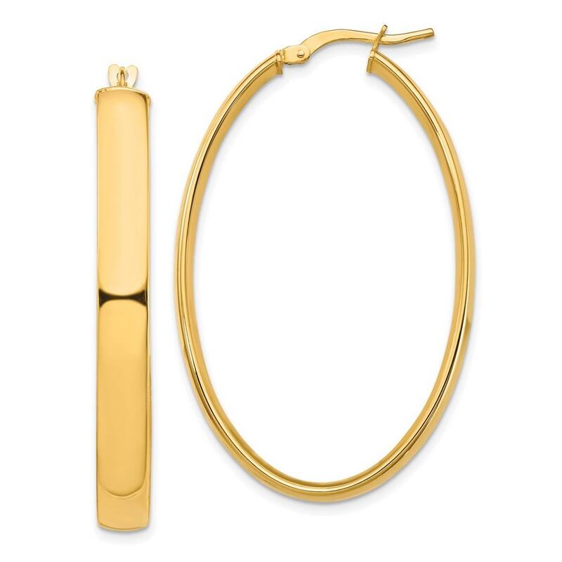 Curata 14k Yellow Gold High Polished Oval Hoop Earrings - 44.33x27.41mm