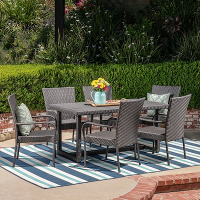 Melville Outdoor 7 Piece Wicker Dining Set by Christopher Knight Home
