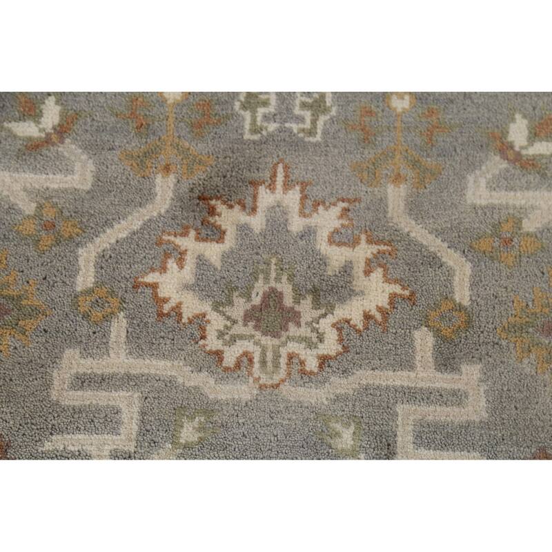 Gray Geometric Oushak Indian Accent Rug Handmade Wool Carpet - 3'1"x 5'2"