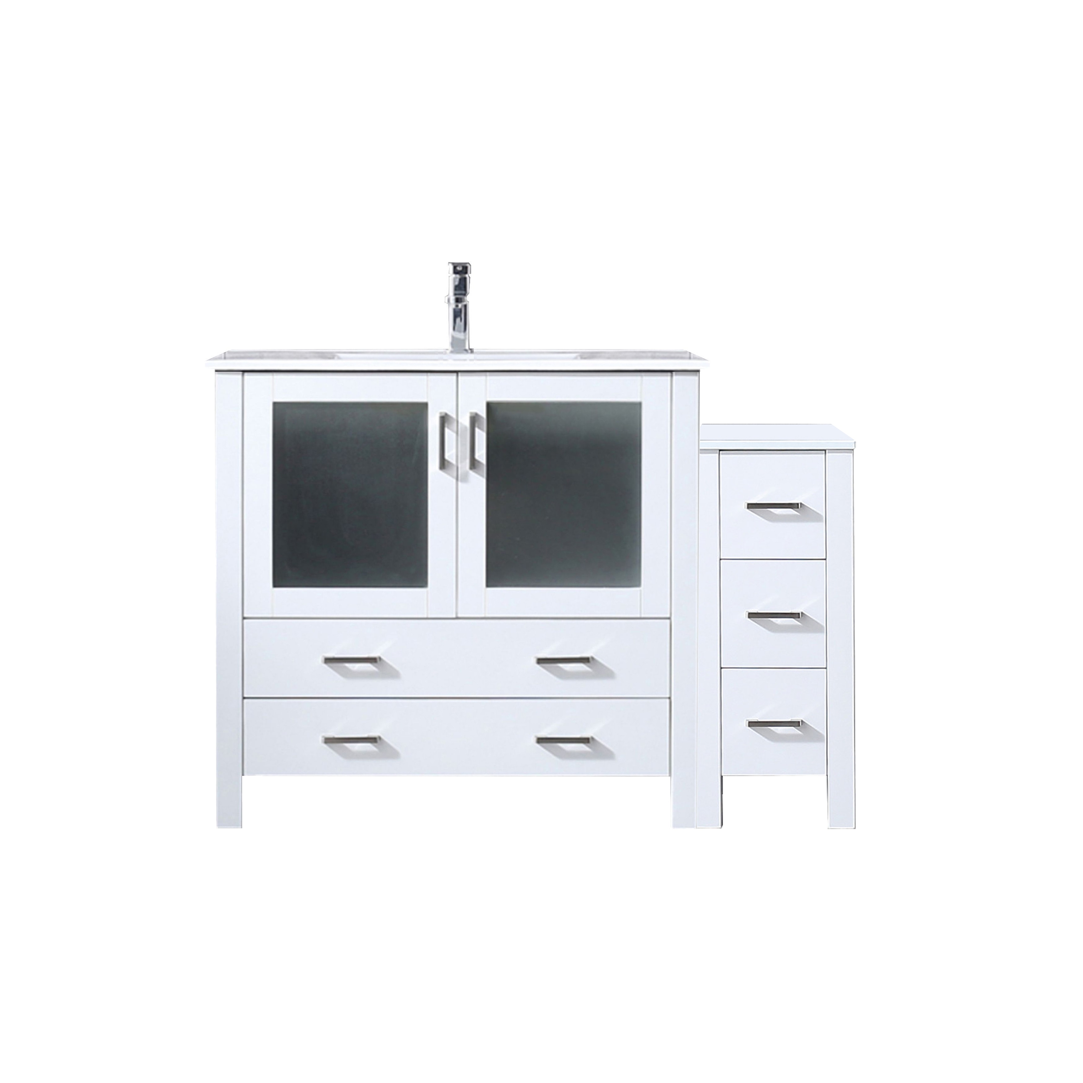 Volez Bath Vanity with Side Cabinet, Ceramic Top & Sink