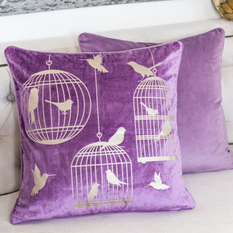 Homey Cozy Foil Print Bird Throw Pillow Cover & Insert