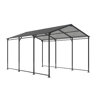 Heavy Duty 10x15 Galvanized Steel Carport Canopy with Corrugated Roof and Weather Protection - 10' × 15' × 8.43'