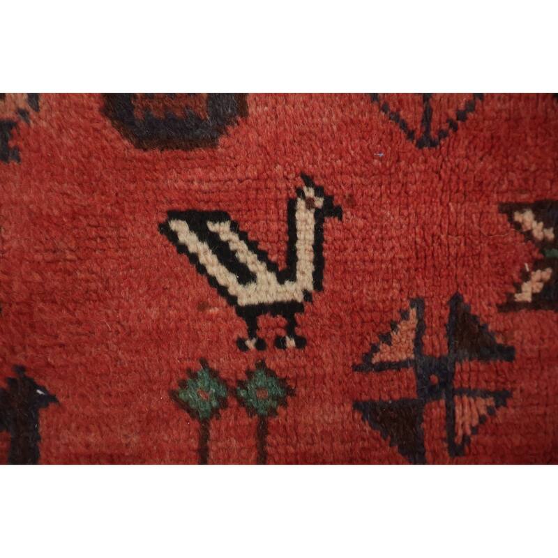 Hand Knotted Oriental 100% Wool Carpet Traditional Tribal Red Shiraz Area Rug - 10' 0'' X 6' 7''