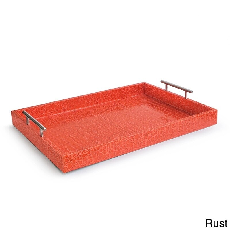 Red serving cheap tray with handles
