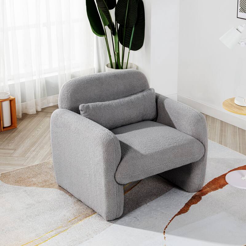 Stylish and Minimalist Single Sofa Chair with Arms and Pillow, Armchair, Accent Chair for Living Room, Bedroom, Study