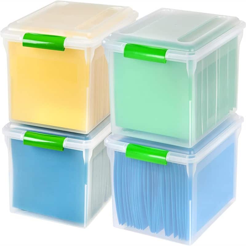 Letter/Legal File Tote Box - Clear/Green