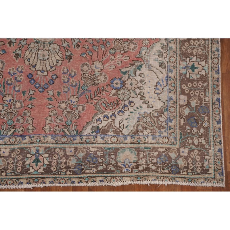 Handmade Tabriz Persian Vintage Area Rug Living Room Wool Carpet - 6'5" x 9'10"