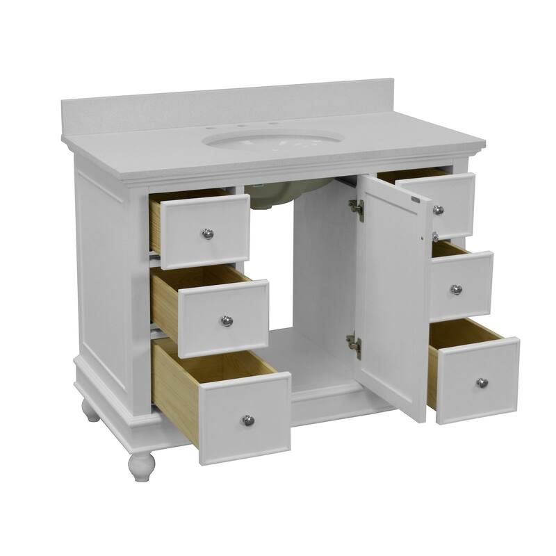 KitchenBathCollection Bella 42" Bathroom Vanity with Quartz Top