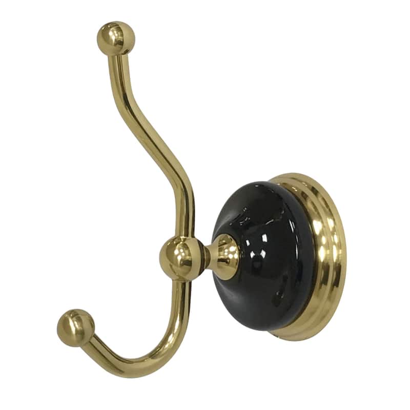 Water Onyx Robe Hook - Polished Brass