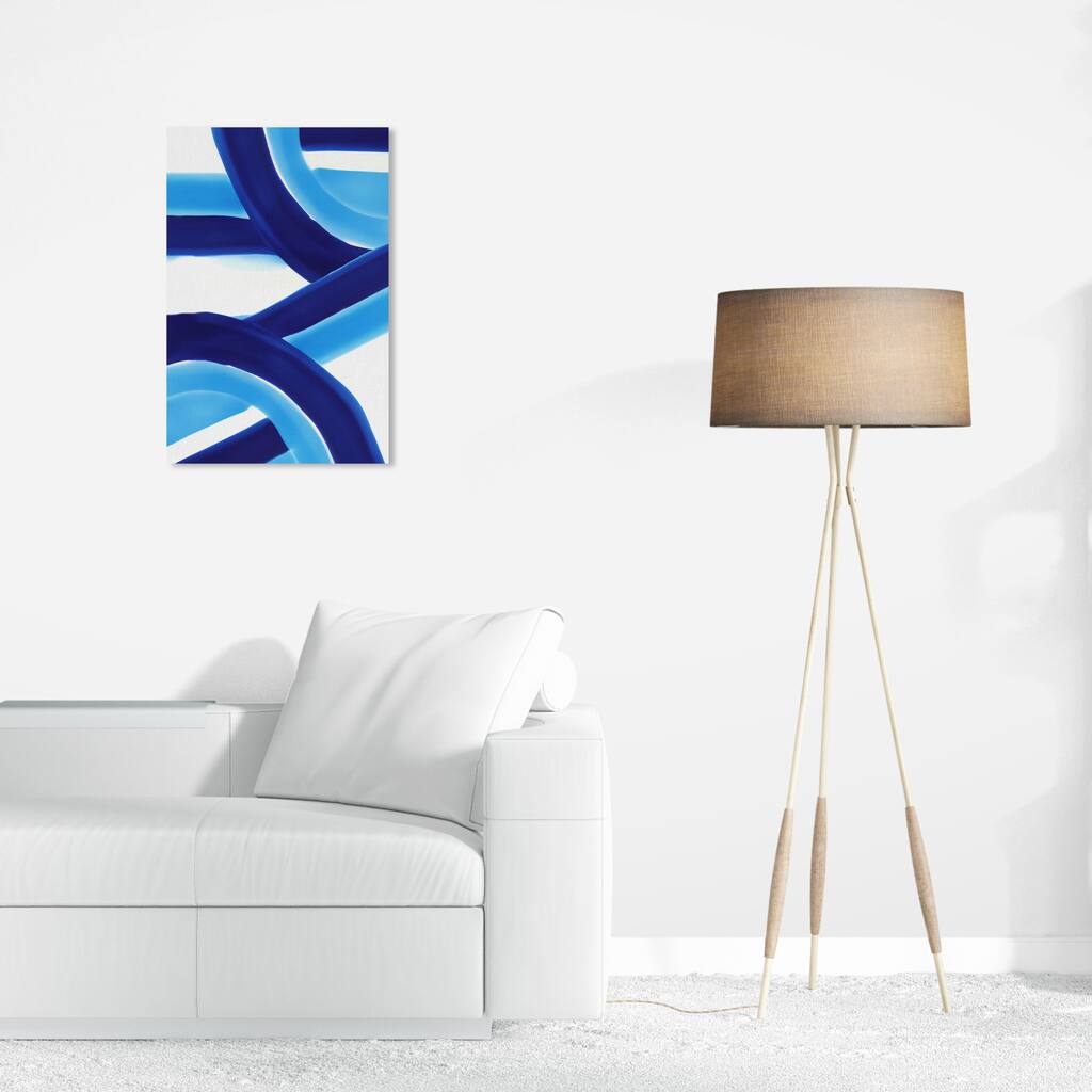 Wynwood Studio Canvas Abstract Greek Waves V Blue and Modern & Contemporary Wall Art Canvas Print