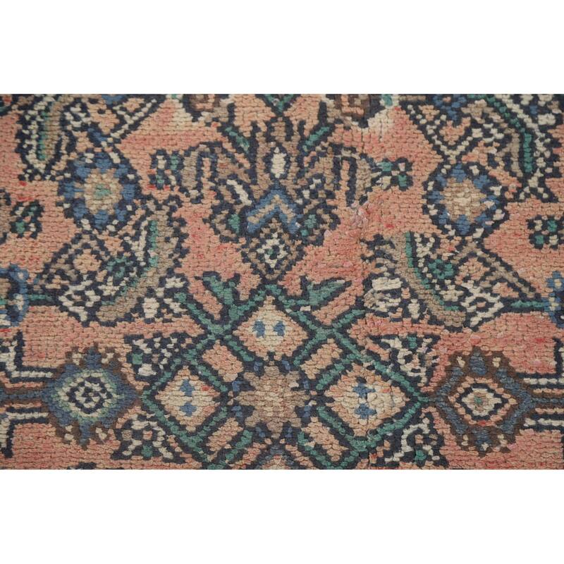 Pink Geometric Hamedan Persian Vintage Area Rug Handmade Wool Carpet - 8'5" x 11'4"