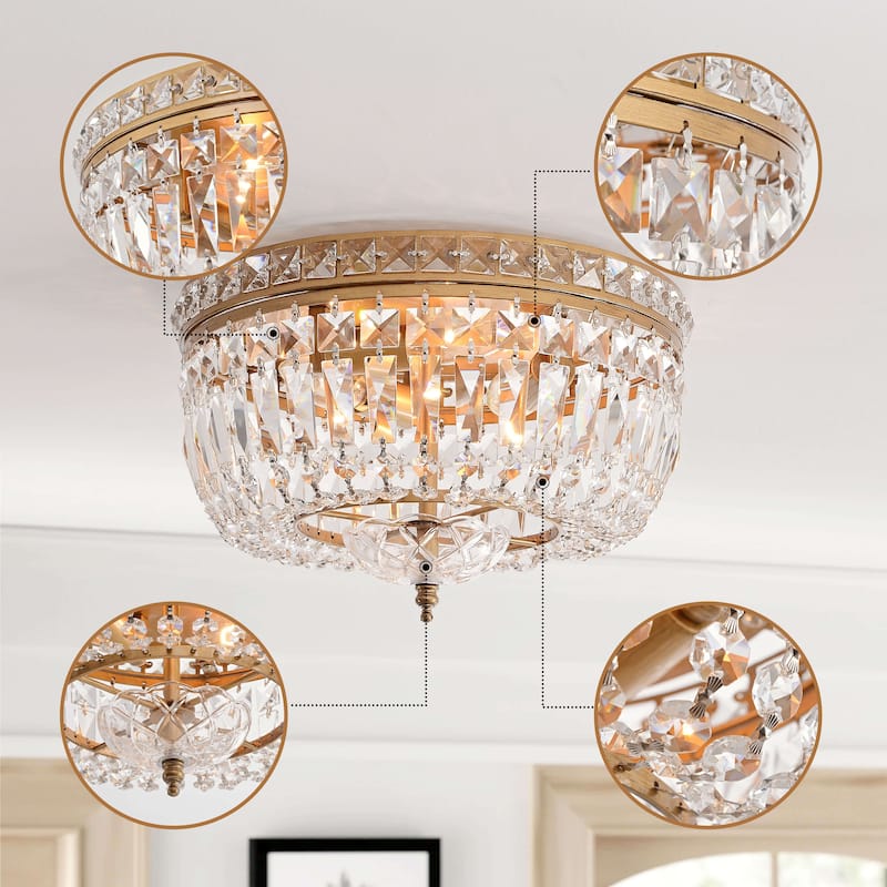Elisa Crystal Basket Flush Mount Chandelier