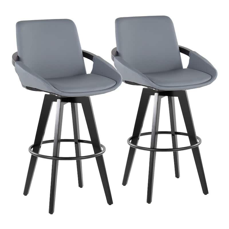 Cosmo 30" Fixed-Height Barstool - Set of 2 - Grey Faux Leather