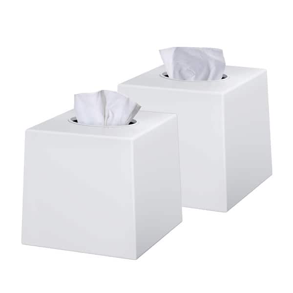 Creative Scents 2 Pack Square Tissue Box Cover - White