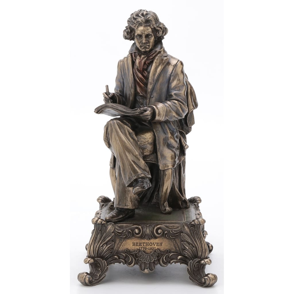 Veronese Design 10.43" H LUDWIG VAN BEETHOVEN SITTING MUSIC BOX (SYMPHONY NO.5) Cold Cast Bronze