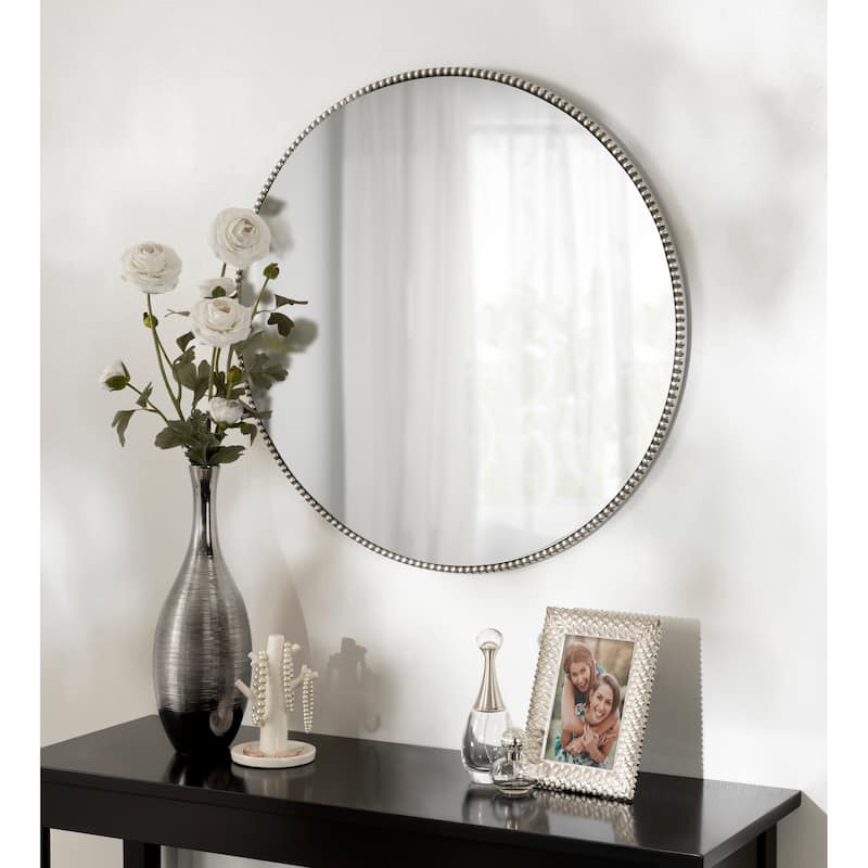 Kate and Laurel Gwendolyn Round Beaded Accent Wall Mirror