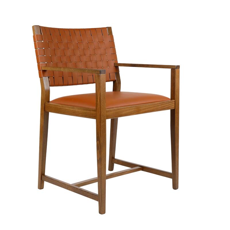 Linon Edrem Mid-Century Brown Leather Arm Chair