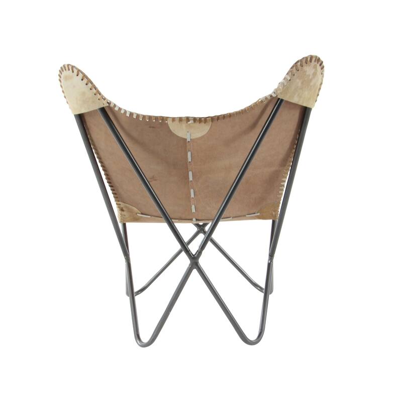 White, Gray, Brown, Light Brown or Brown Beige Leather Handmade Butterfly Chair with Black Stand