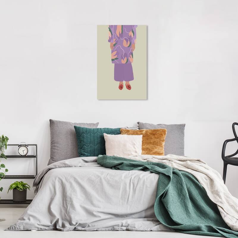 Wynwood Studio Canvas People and Portraits My Granny Purple and Light Purple Modern & Contemporary Wall Art Canvas Print - 24 x 16