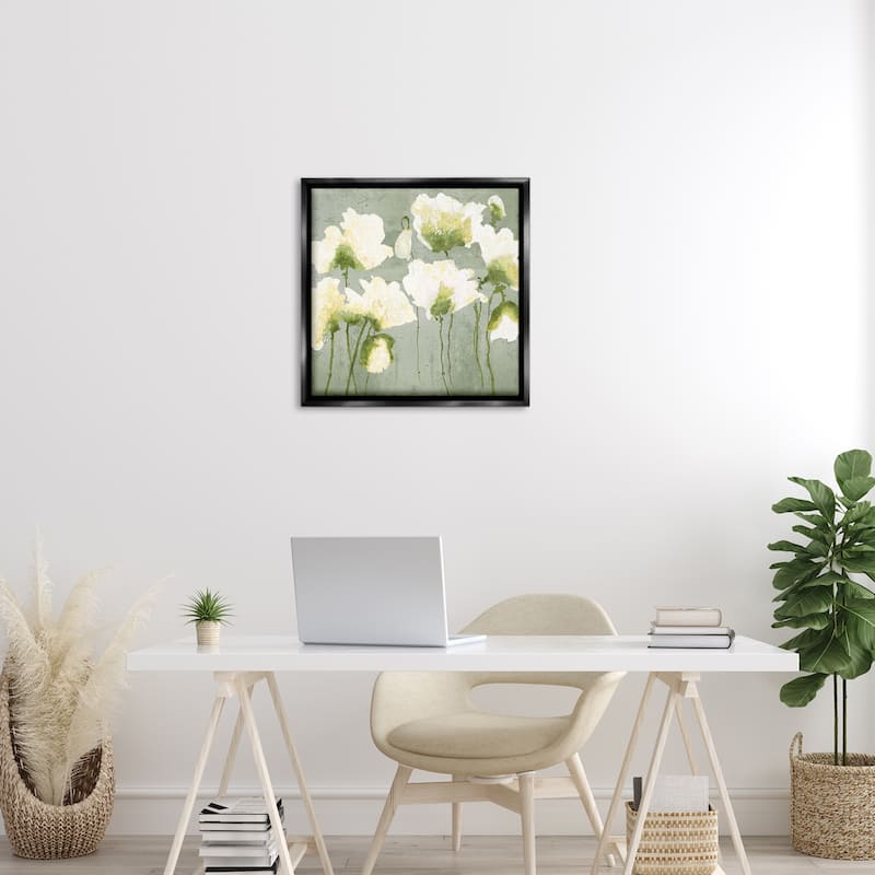 Stupell Modern White Flower Blooms Framed Floater Canvas Wall Art Design By Vanessa Austin