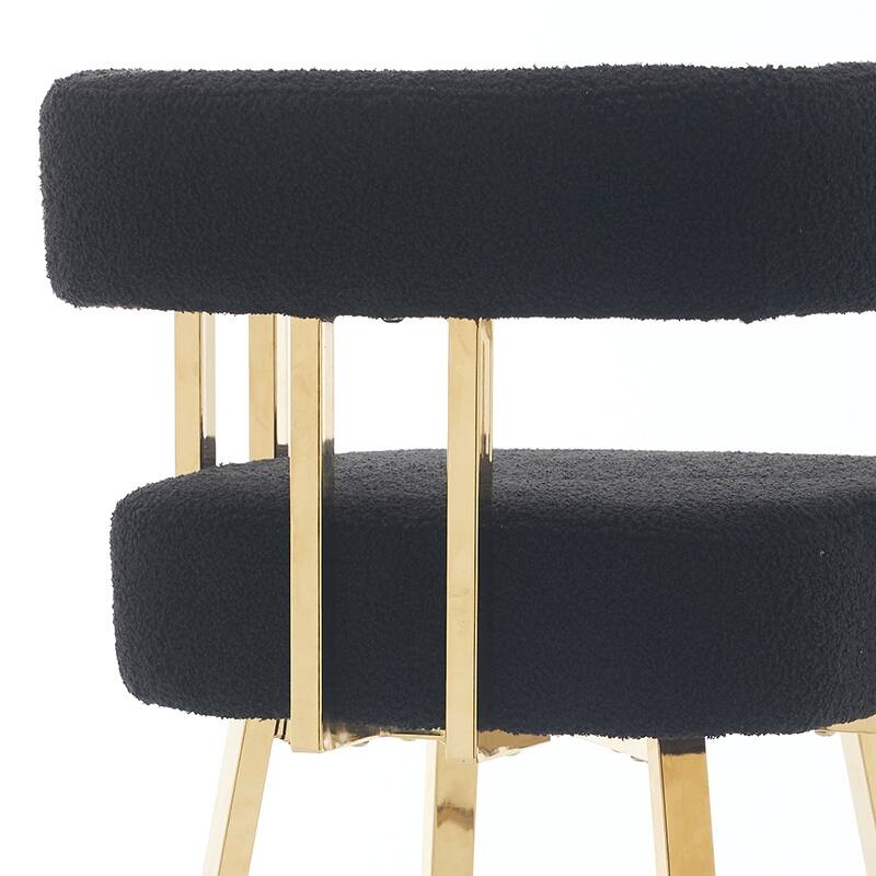 2-Piece Modern Accent Chairs with Gold Metal Legs & Teddy Upholstery, for Living Room or Office