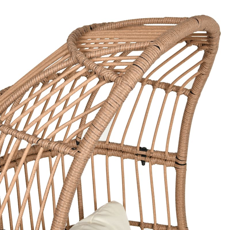 Moasis Outdoor Small Egg Chair Patio Wicker Basket Chair with Ottoman,Rocking Egg Chair,Swivel Egg Chair
