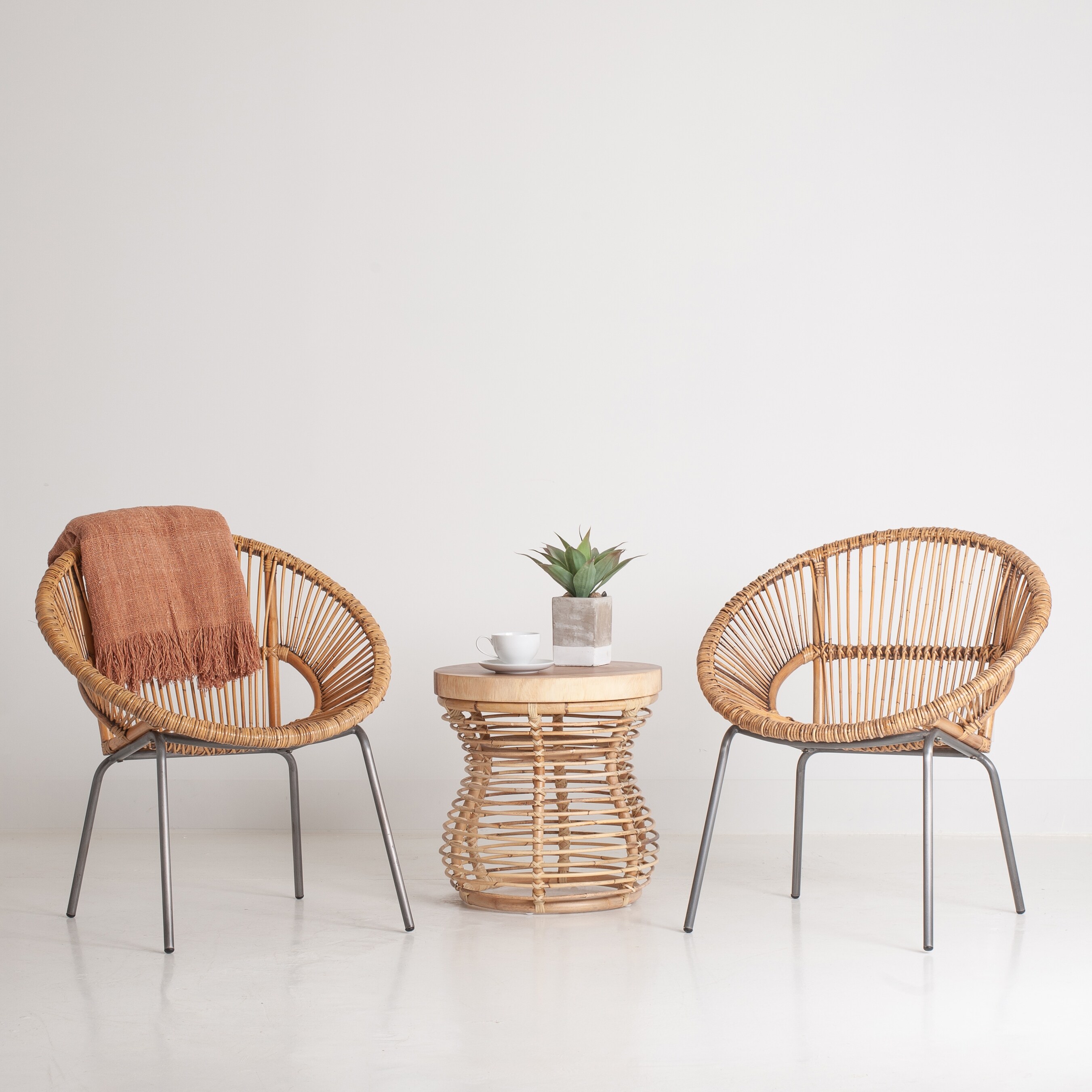 East at Main Natural Rattan Handwoven Papasan Accent Chair
