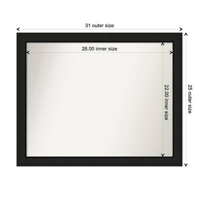 Midnight Black Narrow Non-Beveled Wood Framed Bathroom Vanity Wall Mirror - Midnight Black Narrow