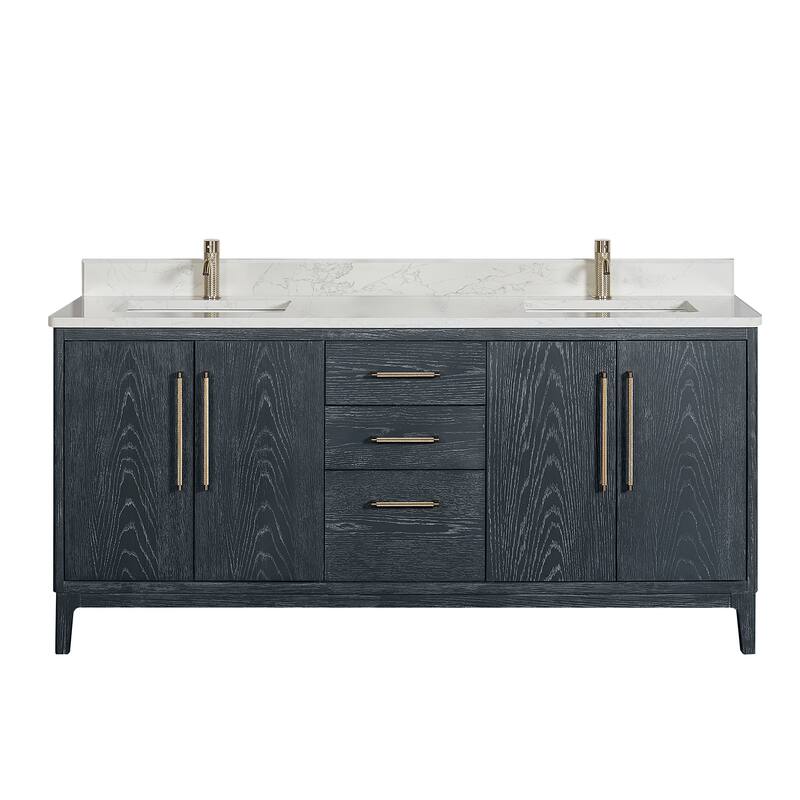 Gara Double Bath Vanity with Composite Stone Top without Mirror