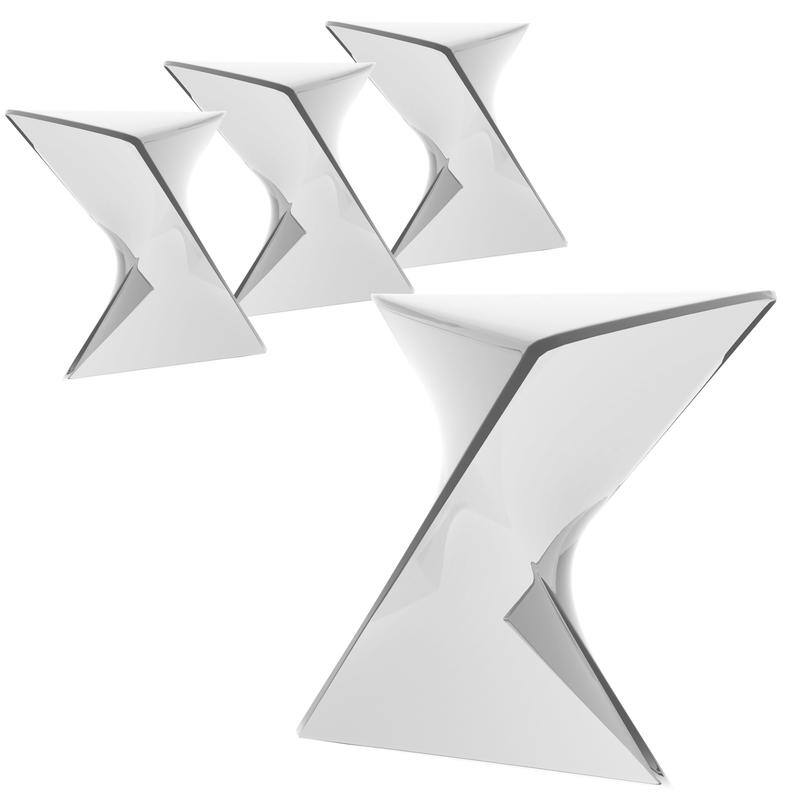 Randolph Modern Indoor Lightweight Side Table with Triangular Curved Design Accent End Table for Home Living Room or Bedroom - Set of 4 - Clear