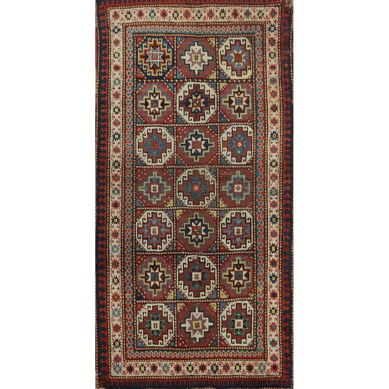Hand Knotted Oriental 100% Wool Carpet Traditional All-Over Red Shiraz Area Rug - 8' 1'' X 3' 10''