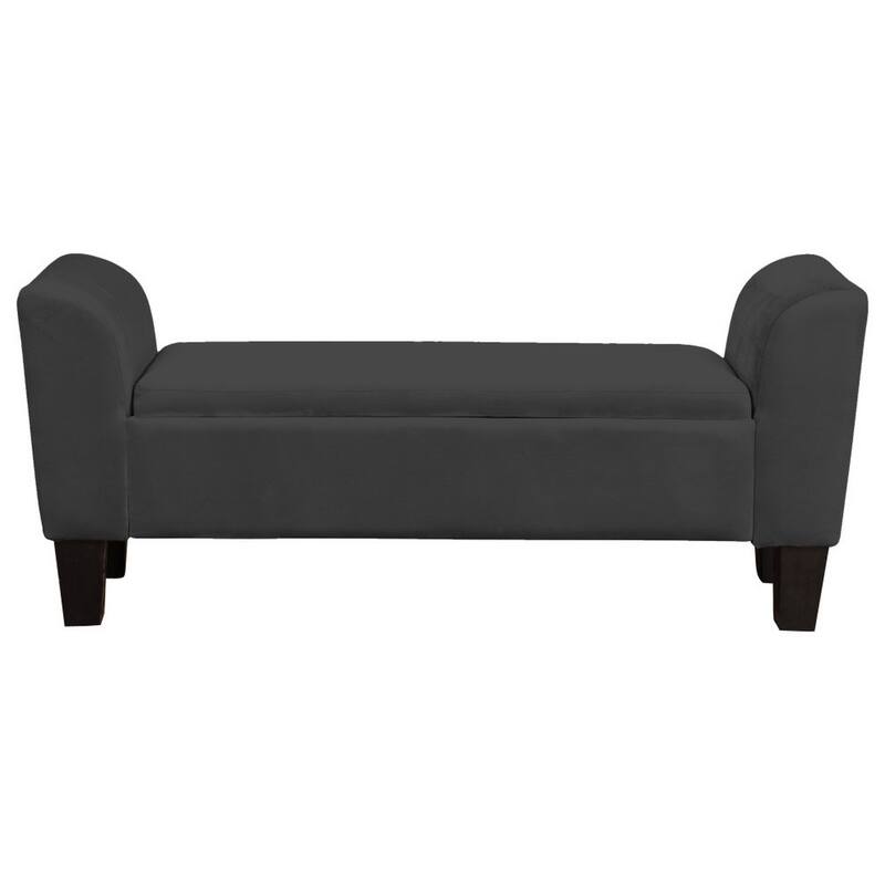 55 Inch Accent Storage Bench with Performance Velvet Upholstery, Black