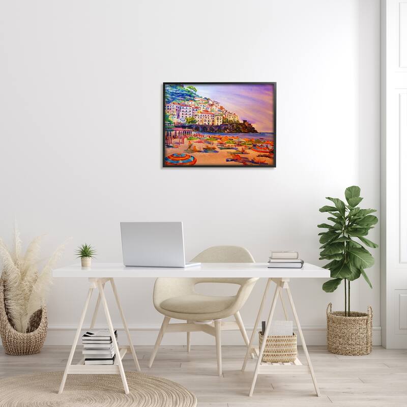 Stupell Summer Beach Landscape Framed Giclee Art Design by MB Cunningham
