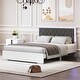 preview thumbnail 3 of 14, Elegant Queen Platform Bed with LED Lights, Velvet Headboard, and Sturdy Frame
