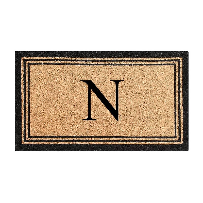 A1HC Natural Coir Monogrammed Heavy Duty PVC Backing Doormat - 18" X 30" - Monogrammed N