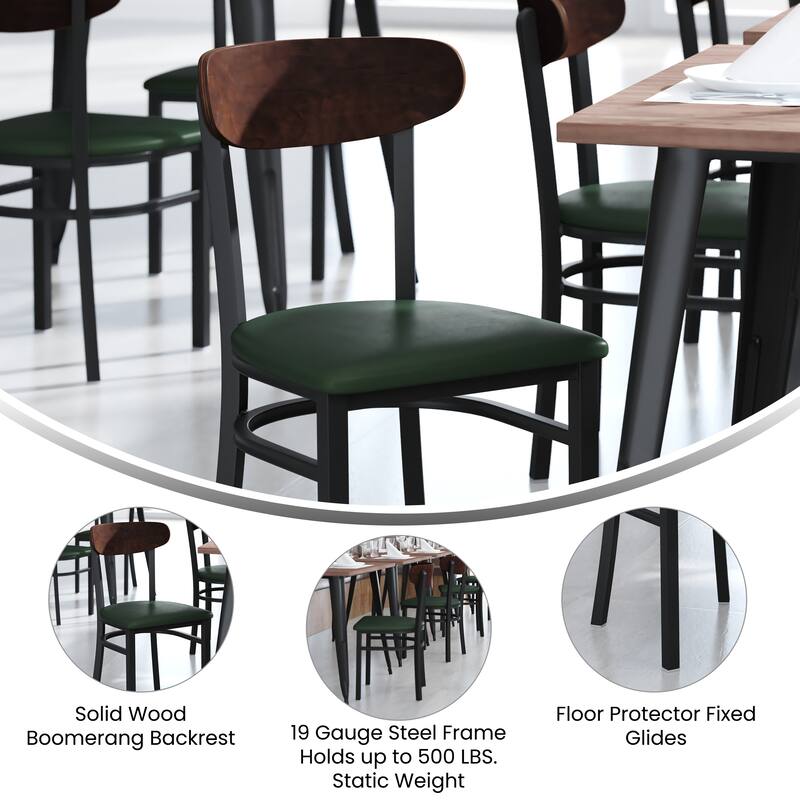 2PK Commercial Metal Dining Chairs with Boomerang Back