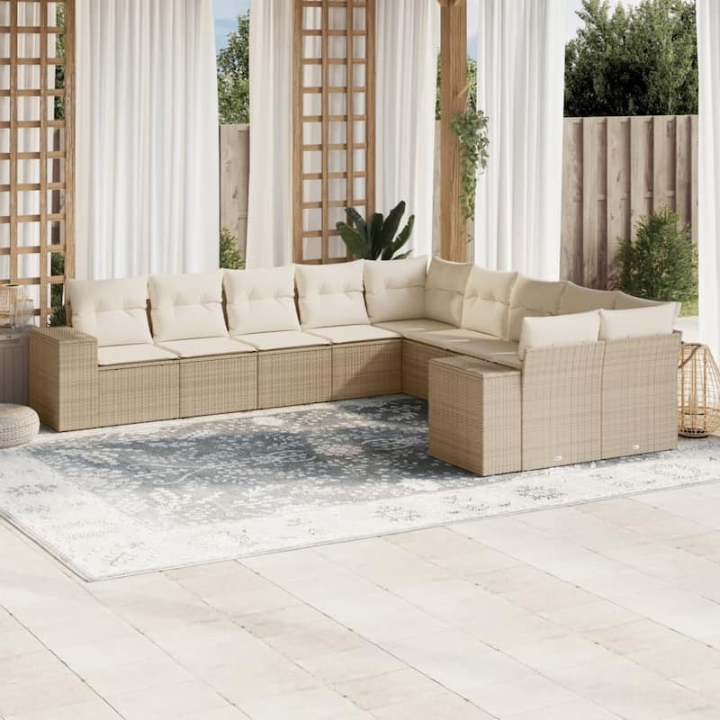 vidaXL Patio Sofa Set with Cushions Outdoor Conversation Furniture Poly Rattan