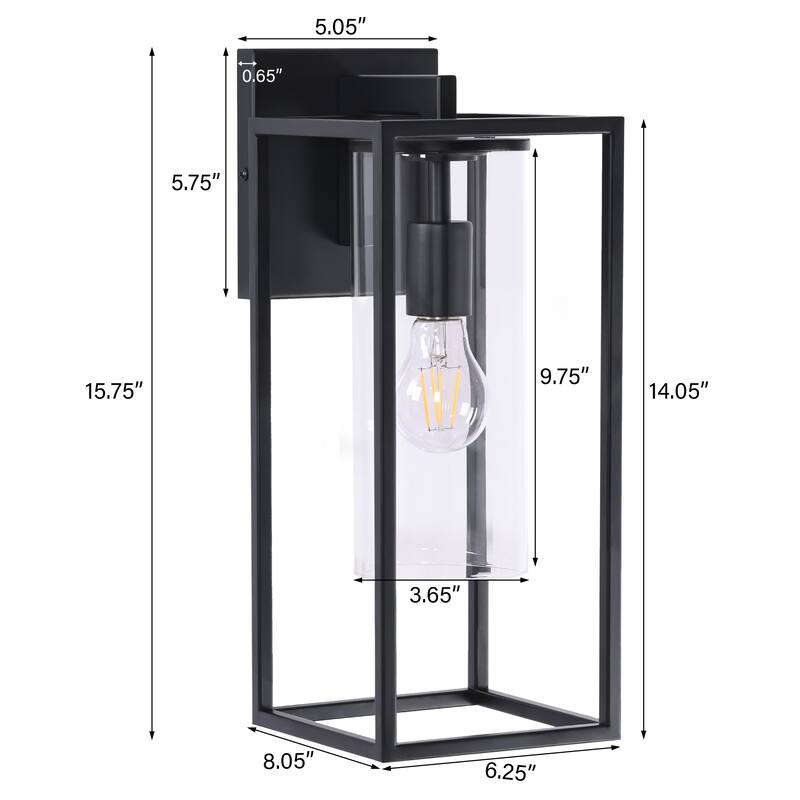 2 Pack Outdoor Wall Lights, Outdoor Wall Lantern with Glass Shade