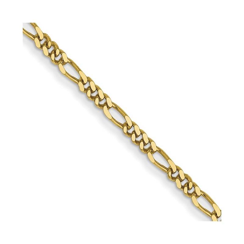Curata 10k Yellow Gold 1.25mm Flat Figaro Chain Necklace (Spring-ring) Options: 16 18 20 24