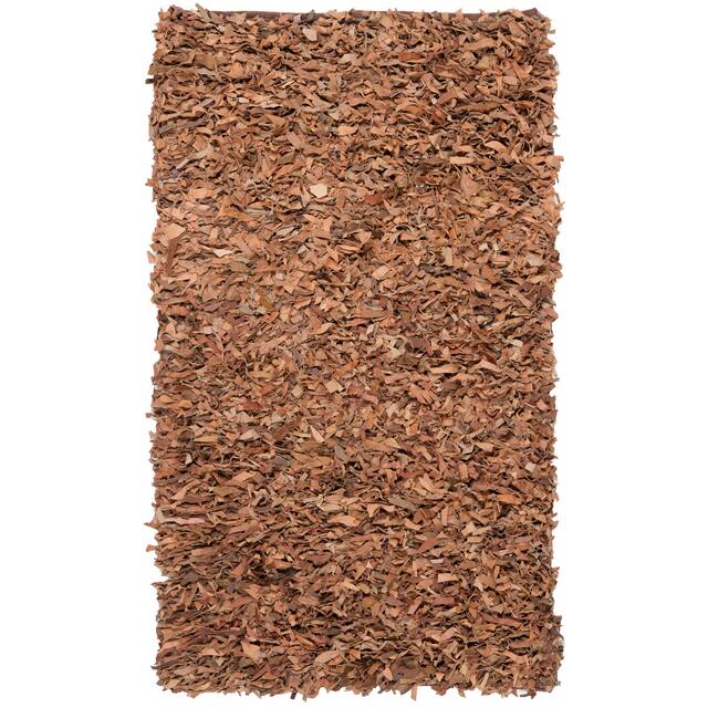 SAFAVIEH Handmade Leather Shag Carlijn Modern Decorative Rug