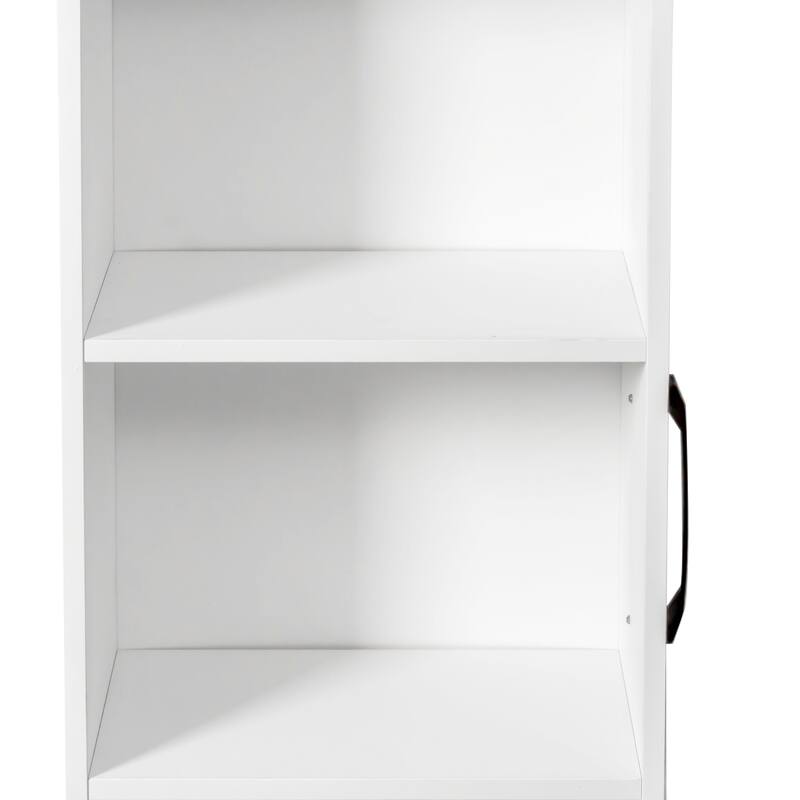 Anmytek Multi Functional 3 Tier Slide Out Door Bookcase - With Wheels Hidden Storage Cabinet