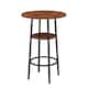 3-Piece Industrial Bar Table Set with 2 PU Leather Stools, Round ...