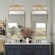 preview thumbnail 10 of 20, Cionar Mid-century Modern Gold Bathroom Vanity Light Globe Wall Sconce with Clear Glass Shades