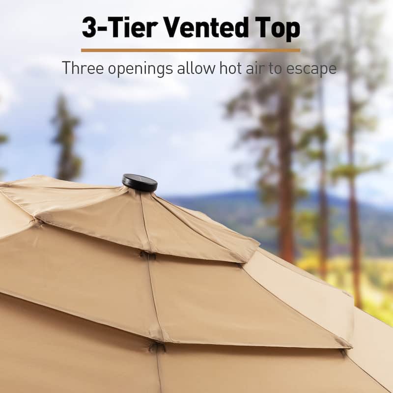 COSIEST Outdoor 9ft 3 Tiers Market Patio Umbrella with Solar LED lights