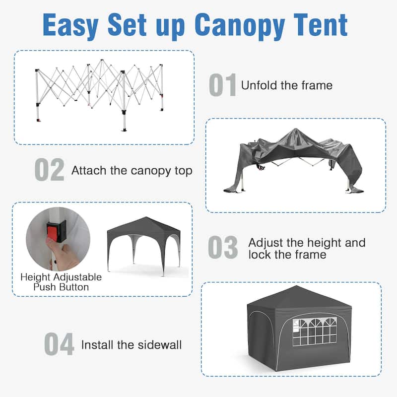 Costway 10 X 10 FT Pop up Canopy Tent Outdoor Easy Setup Sunshade with - See Details