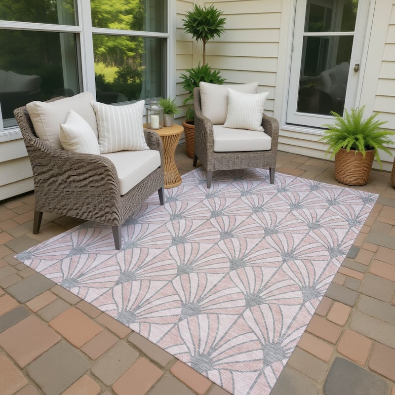 Machine Washable Indoor/ Outdoor Casual Kim Chantille Rug - Pink - 9' x 12'