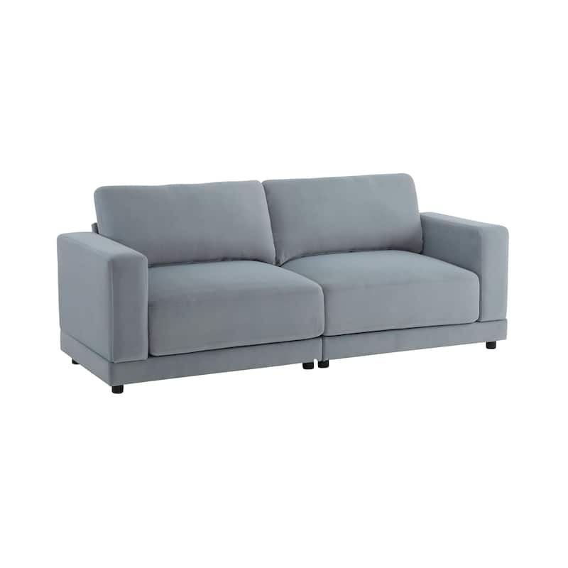 Modern Square Arm Sofa Couch, 81" Upholstered Living Room Loveseat Sofa with Wood Frame, Velvet Fabric Sofa for Bedroom